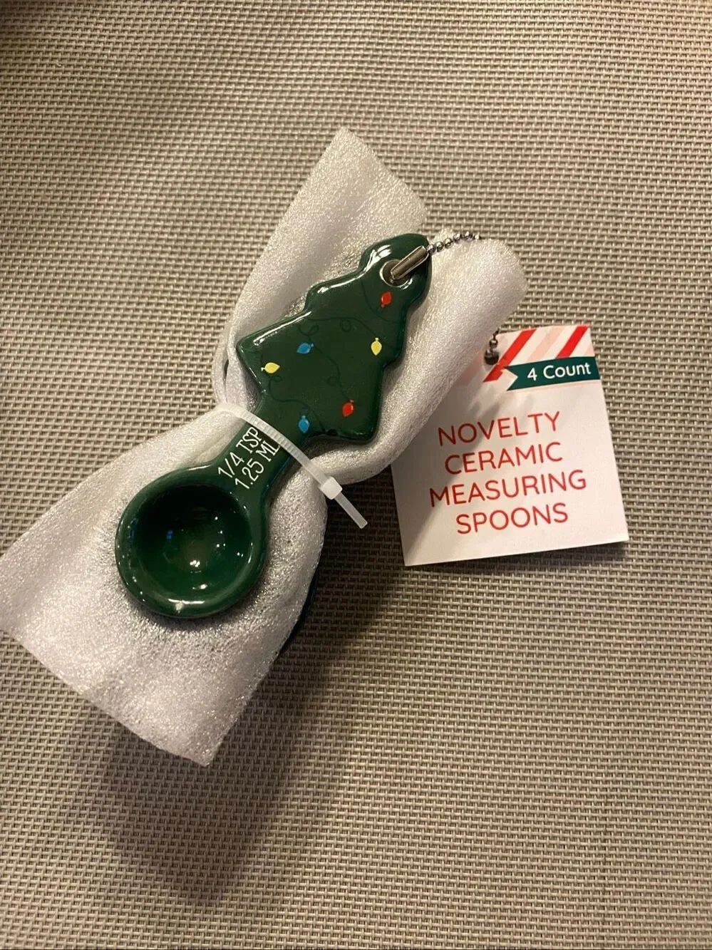 Target Bullseye Novelty Ceramic Christmas Tree Measuring Spoons 4 Count